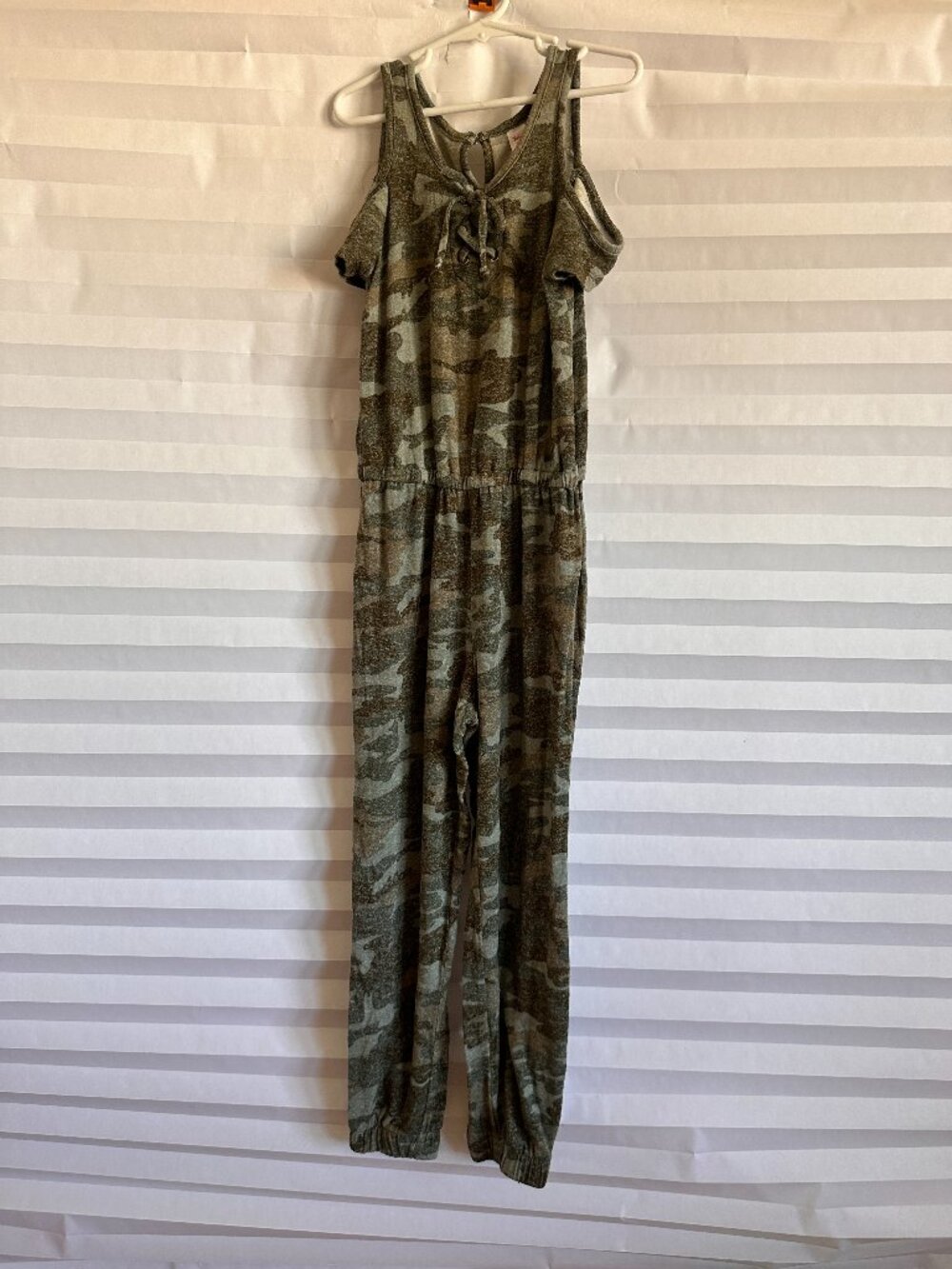 Justice Girls Camouflage Camo Print Romper Size 8 Green Utility One Piece